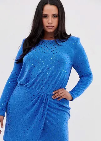 Синее платье мини с пайетками Flounce London Plus-Синий