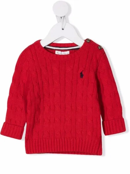 Ralph Lauren Kids джемпер фактурной вязки с вышитым логотипом