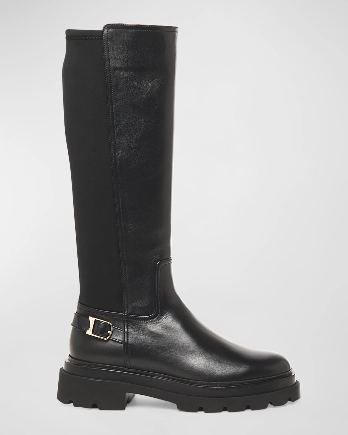 Кожаные сапоги до колена с эластичной пряжкой Santoni, черный