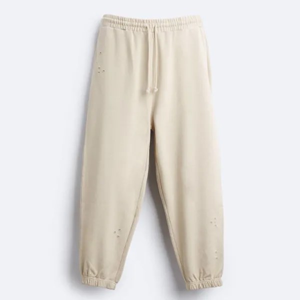 Брюки-джоггеры Zara Faded With Rips, бежевый