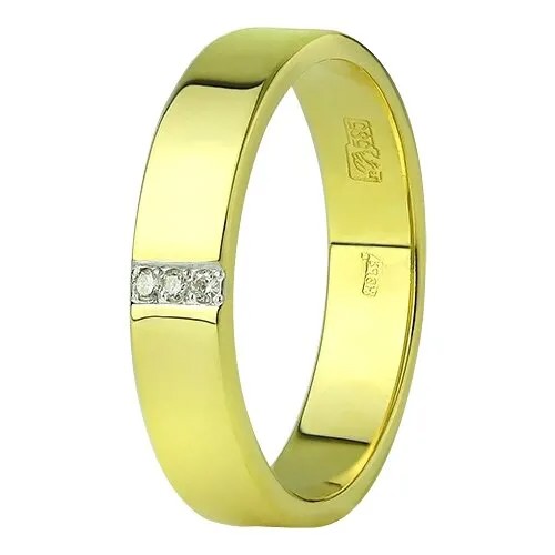 Кольцо обручальное Юверос, желтое золото, 585 проба, бриллиант, размер 17.5, желтый