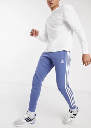 Синие джоггеры с тремя полосками adidas Originals adicolor-Голубой