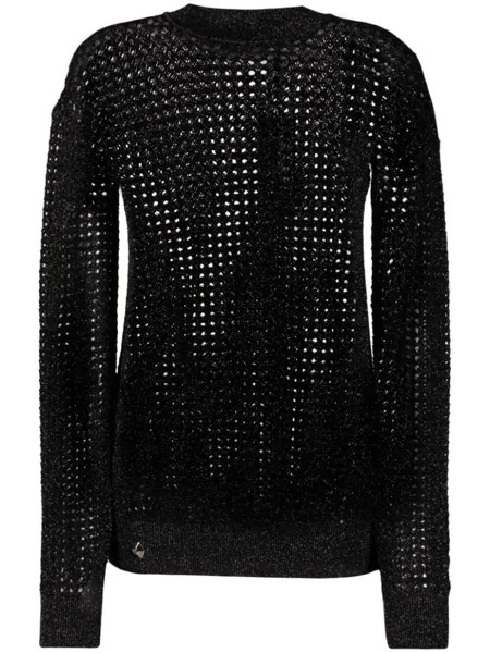 Philipp Plein сетчатый джемпер с эффектом металлик, черный