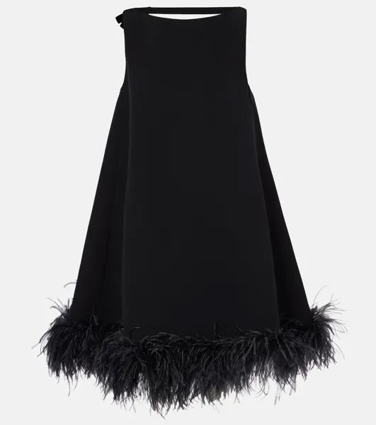 Мини-Платье с перьями Valentino, черный