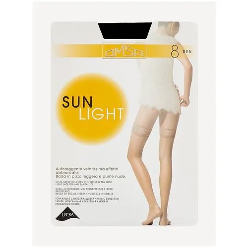 Чулки Omsa Sun Light, 8 den, размер 4, черный, бежевый