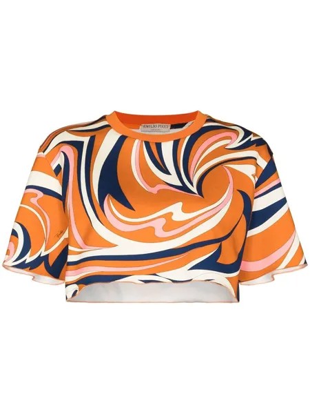 Emilio Pucci укороченная футболка с принтом Vortici
