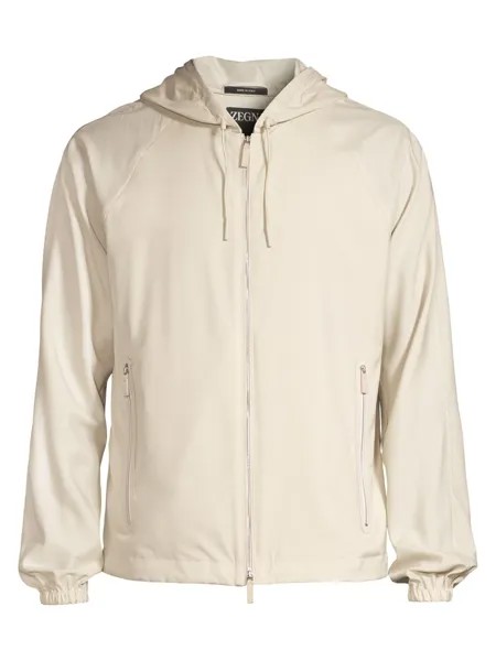 Куртка из смесовой шерсти и шелка с капюшоном ZEGNA, белый