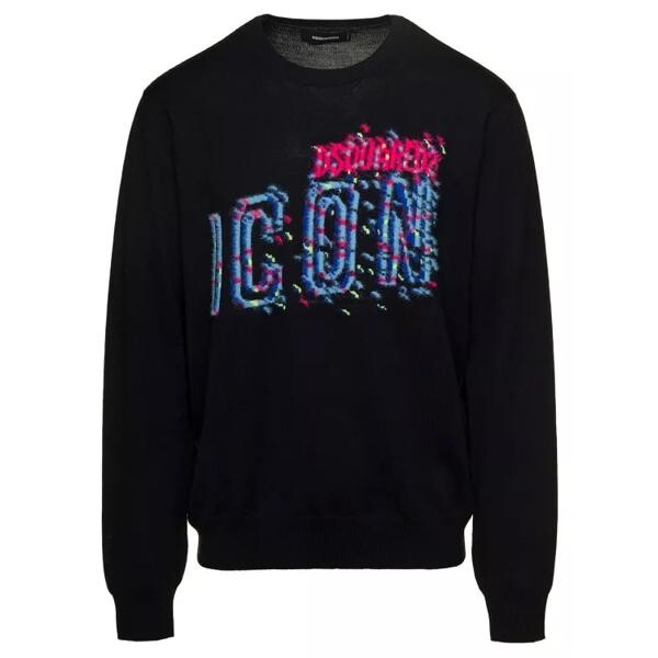 Футболка crewneck sweatshirt with ' icon' print in co Dsquared2, черный