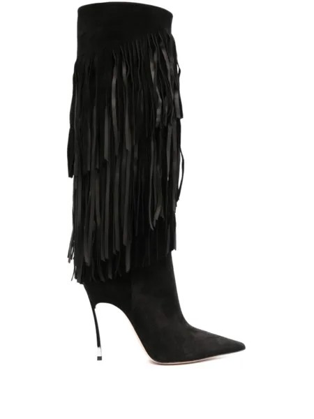 Casadei сапоги Cassidy 110 с бахромой, черный