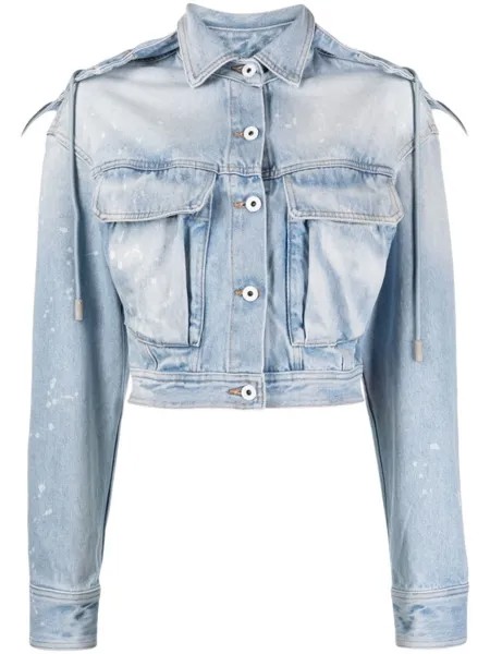 Off-White джинсовая куртка с эффектом потертости, синий