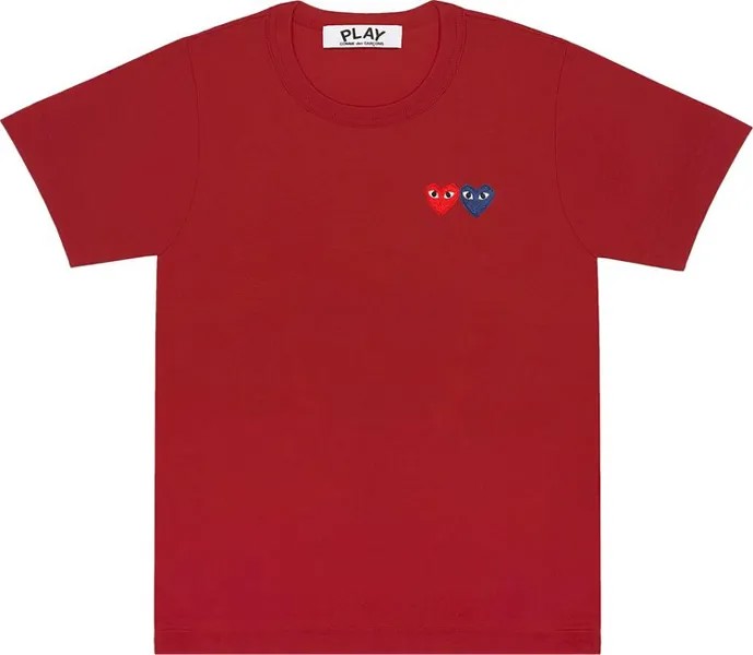 Футболка Comme des Garçons PLAY Double Hearts T-Shirt 'Burgundy', красный