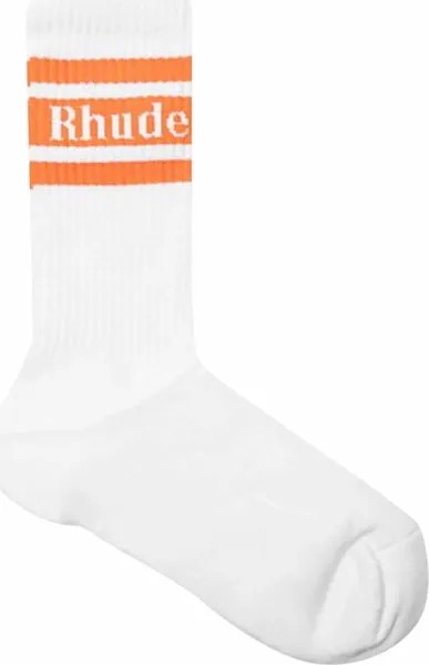 Носки Rhude Striped Logo, белый/оранжевый