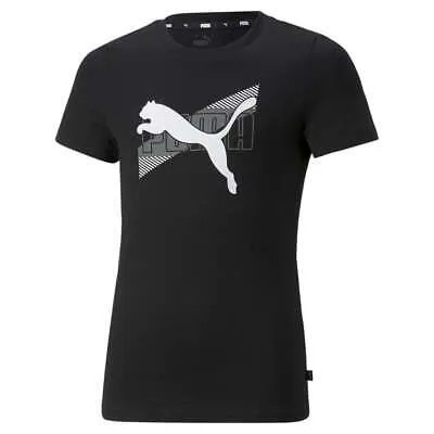 Puma Power Graphic Crew Neck Футболка с коротким рукавом Молодежные девушки Черные повседневные топы 6