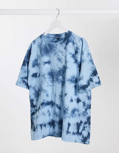 Свободная футболка с принтом тай-дай ASOS DESIGN-Синий