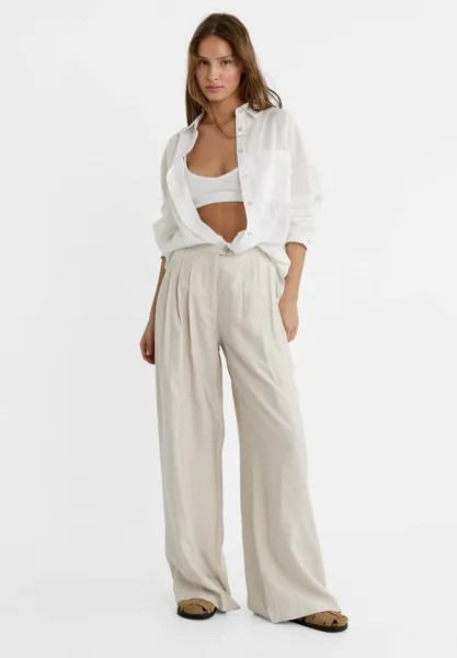 Тканевые брюки TEXTURED FLOWING PALAZZO Stradivarius, пестрый бежевый