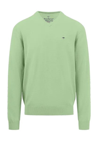 Мужской свитер с v-образным вырезом и вышивкой FYNCH-HATTON, цвет Soft Green