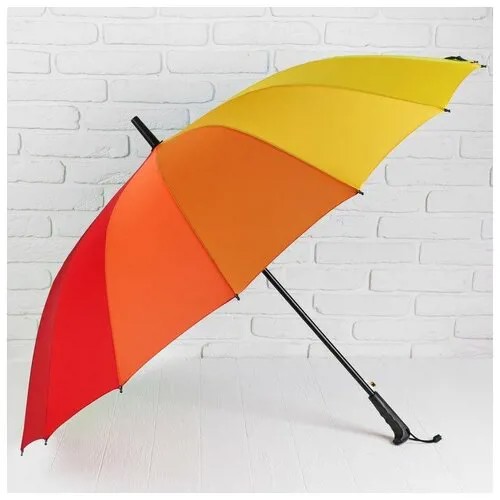 Зонт - трость полуавтоматический «Радужное настроение», 16 спиц, R = 59 см, разноцветный