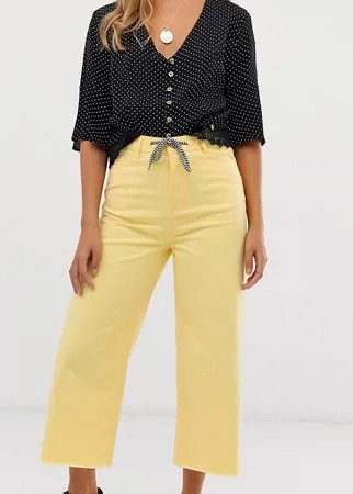 Широкие укороченные джинсы с веревочным поясом и необработанными краями Urban Bliss-Желтый