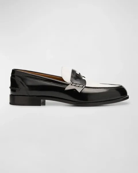 Мужские кожаные двухцветные пенни-лоферы Christian Louboutin, цвет Black/White