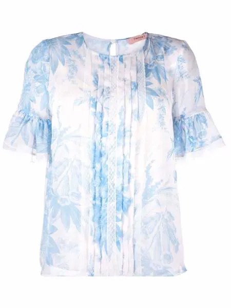 TWINSET блузка с короткими рукавами и цветочным принтом