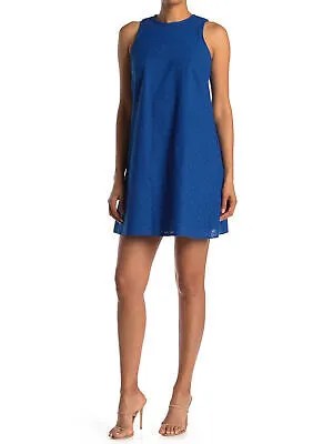 CALVIN KLEIN Женское синее мини-платье-трапеция без рукавов с замочной скважиной на спине 4