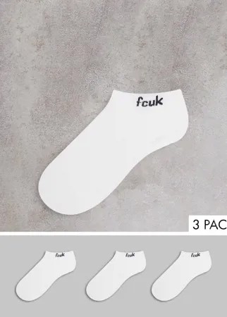 Набор из 3 пар черных носков до щиколотки с логотипом FCUK French Connection-Белый