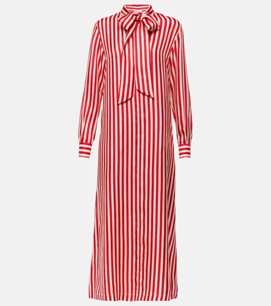 Платье макси Faesite в полоску из шелкового твила Max Mara, мультиколор
