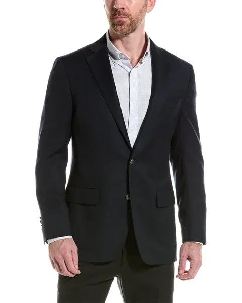 Костюмный пиджак классического кроя из смесовой шерсти Brooks Brothers, синий