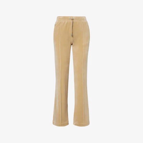 Велюровые спортивные брюки прямого кроя со средней посадкой, украшенные стразами Juicy Couture, цвет nomad483