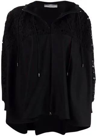 Valentino худи с логотипом и кружевными вставками