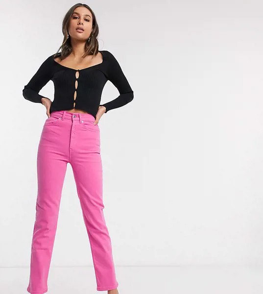Розовые прямые джинсы стретч с завышенной талией ASOS DESIGN Tall-Розовый