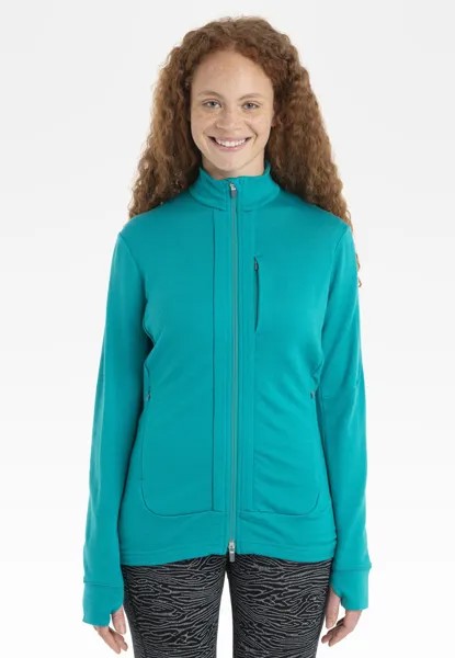 Толстовка со стойкой Icebreaker MERINO QUANTUM III LS ZIP, флюсовый зеленый