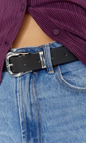 Stradivarius Ремень С Металлической Пряжкой Черный 70