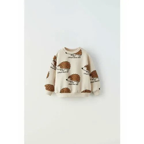 Толстовка Zara, размер 86, черный, коричневый, экрю
