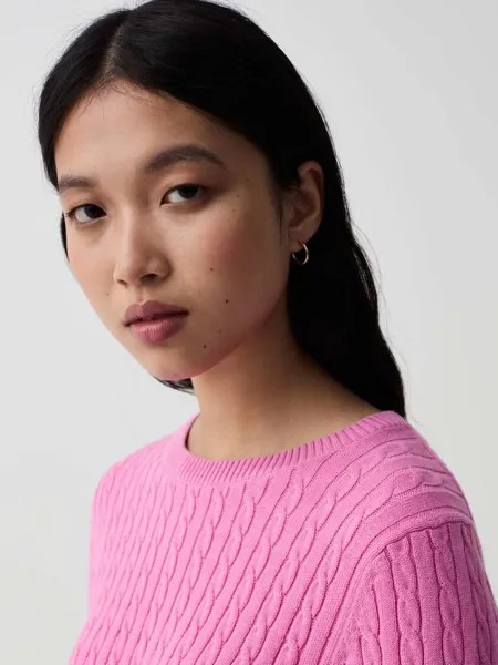 Пуловер из хлопка с отворотом Ovs, цвет dark pink
