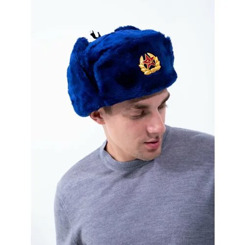 Шапка ушанка  Шапка ушанка мужская, женская, утепленная, демисезон, зима для мужчин и женщин, размер 58, синий