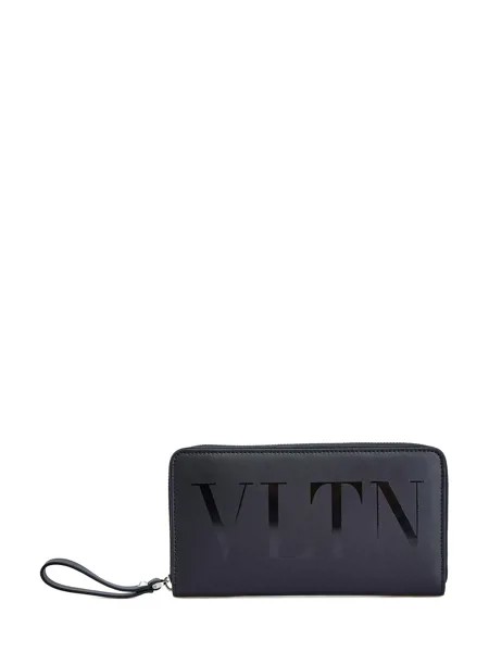 Кожаное портмоне на молнии с глянцевым принтом VLTN