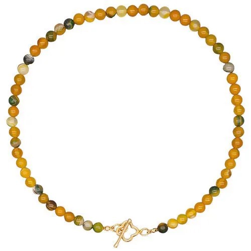 Бусы Strekoza Collection, агат, длина 40 см, желтый, оранжевый