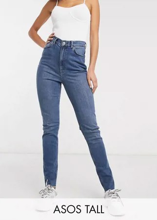 Темные узкие джинсы в винтажном стиле с завышенной талией ASOS DESIGN Tall Hourglass-Синий