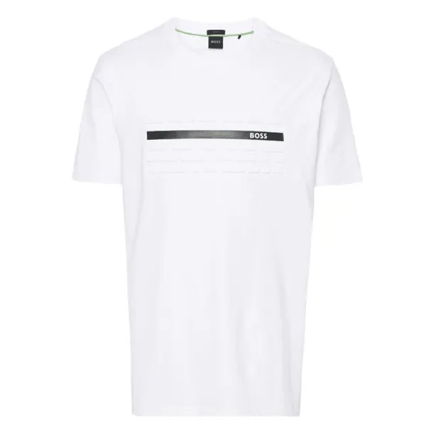 Мужская футболка Hugo Boss Tee 4 с рельефным принтом и короткими рукавами, белый