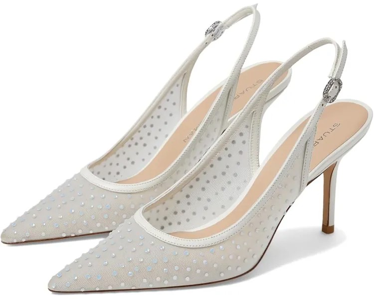Туфли Stuart Weitzman Emilia Mesh 85 Slingback, цвет White/Frosted White