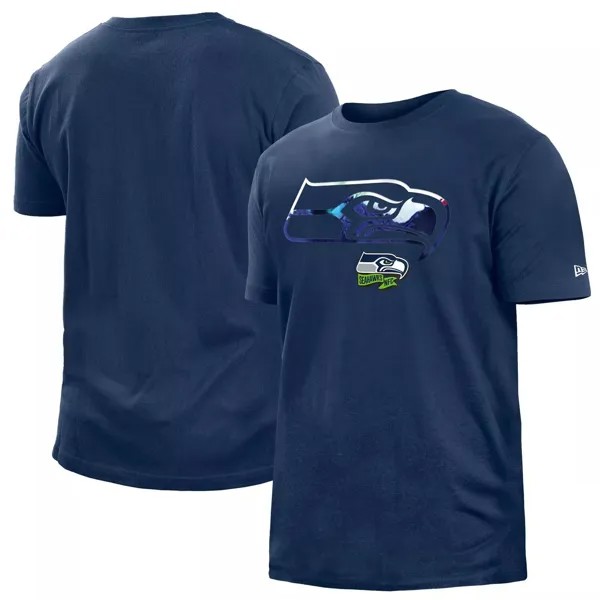 Мужская темно-синяя футболка College Seattle Seahawks 2022 Sideline Ink Dye New Era