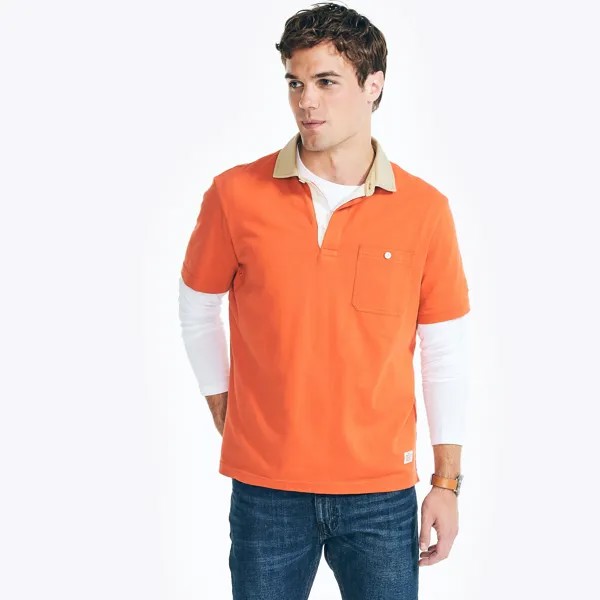 Мужская рубашка-поло Nautica Jeans Co. классического кроя Nautica, цвет Fleet Orange