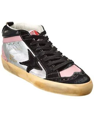 Женские кожаные кроссовки Golden Goose Mid Star серебряные 35