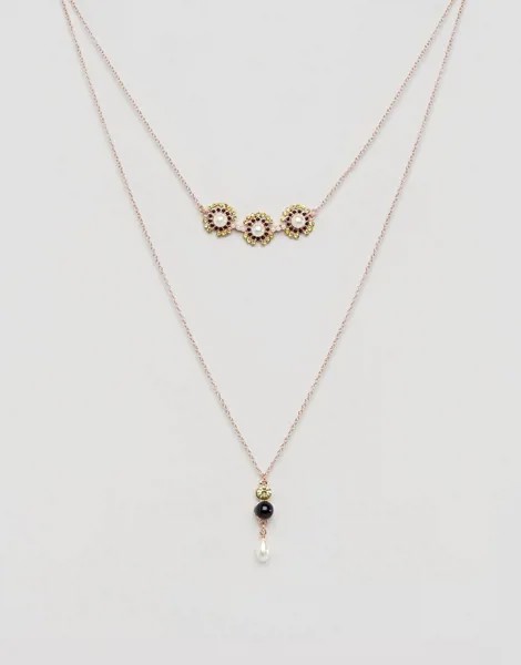 Ярусное ожерелье с искусственным жемчугом Johnny Loves Rosie Charcole-Золотой