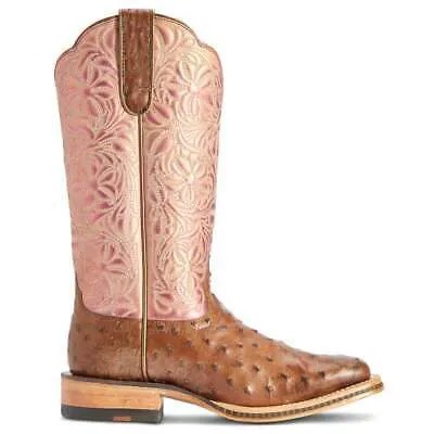 Женские коричневые классические ботинки Ariat Donatella Western Ostrich с квадратным носком 1004