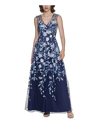 ELIZA J Женское темно-синее вечернее платье полной длины без рукавов с v-образным вырезом для подростков 12