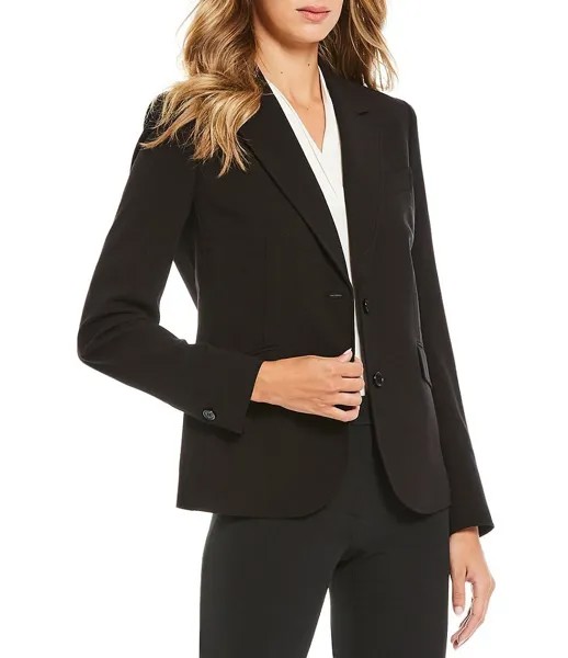 Куртка Anne Klein Bi-Stretch с двумя пуговицами спереди, черный