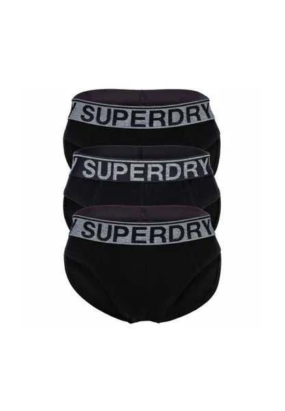 Мужские трусы, 3 шт. - BRIEF TRIPLE PACK, пояс с логотипом, хлопок стрейч Superdry., черный
