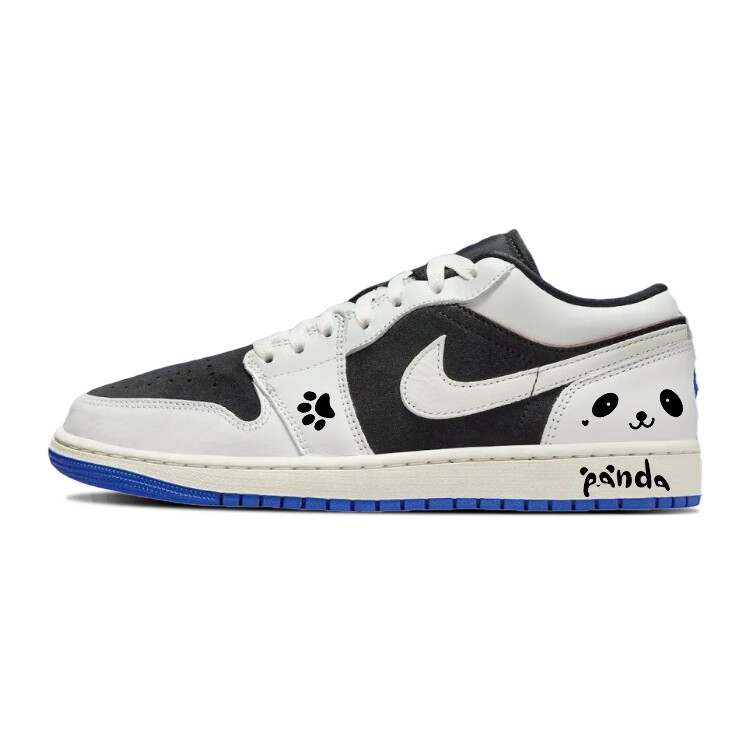 Кроссовки Air Jordan 1 Vintage Basketball Shoes Men Low-top White, черный/белый